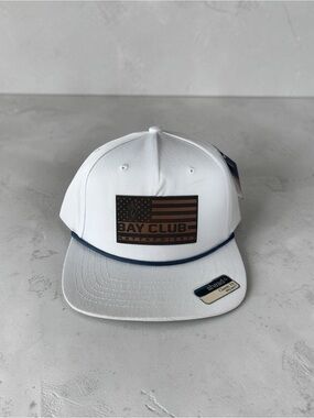 Bay Club White Snapback Hat with Navy Trim